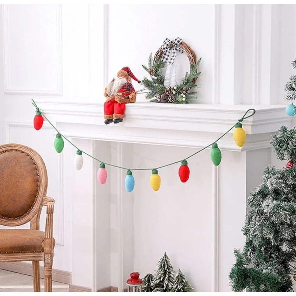 Christmas Knit Bulb Garland Lot 2 Knitted Bulbs Colorful